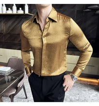 Load image into Gallery viewer, Glossy Slim Fit Men’s Dress Shirt
