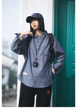 Load image into Gallery viewer, Retro Striped Workwear Shirt Women
