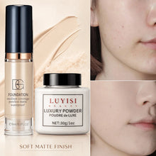 Load image into Gallery viewer, Facial Makeup Set:1pc Matte Loose Powder+1pc Waterproof Fundation,High-Coverage,Long-Lasting,Oil Control,Creat Natural Looks.
