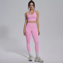 Load image into Gallery viewer, New Yoga Set for Woman Summer Gym Sports Running Bra Top Breathable Peach Buttocks Women Leggings Solid Color Yoga Set
