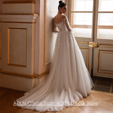 Load image into Gallery viewer, Wedding Dress Vestidos De Novia Customized Sheer Long Sleeves Sparkling Beading Applique Sweep Train Bridal Gown for Bride
