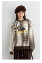 Load image into Gallery viewer, Striped Dog Print Loose Tee
