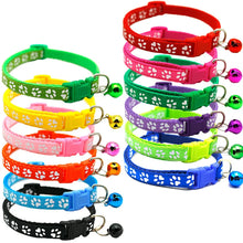 Load image into Gallery viewer, Pet Collar With Bell Cartoon Footprint Colorful Dog Puppy Cat Accessories Kitten Collar Adjustable Safety Bell Ring Necklace Pet
