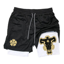 Load image into Gallery viewer, Summer New Black Five-leaf Clover Printed Men's and Women's Shorts Double-layer Loose Sports and Casual Pants for Beach Fitness
