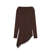 Load image into Gallery viewer, Asymmetric Lace Hem Tee Women
