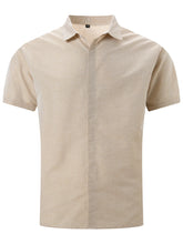 Load image into Gallery viewer, Mens Golf Shirts for Men Summer Beach Loose Shirt Button Down Short Sleeve Blouses Solid Print Casual Linen Shirts Streetwear
