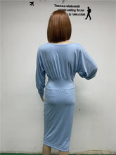 Load image into Gallery viewer, Elegant Lantern Sleeve Midi Dress
