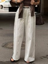 Load image into Gallery viewer, Summer White Pants For Women Cotton Formal High Waist Wide Leg Trousers Ladies Elegant Summer Women's Pants Straight Leg Office
