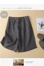 Load image into Gallery viewer, Women's Shorts Cotton Linen High Waisted Short Pants Casual Loose Solid Purple Button Summer Shorts for Women
