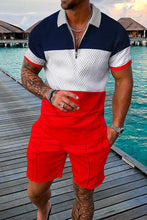 Load image into Gallery viewer, Summer Men's Tracksuit Short Sleeve Polo Shirt Set Fashion Luxury Chain Print Clothing 2 Pieces Casual Suit Streetwear Outfit
