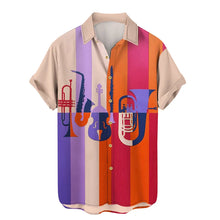 Load image into Gallery viewer, Shirts For Men Music Guitar Print Rock Hip Hop Tops Male Clothing Short Sleeve V-Neck Beach Ahloa Shirts Camisa Social Masculina
