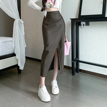 Load image into Gallery viewer, Classic Front Split Leather Skirt
