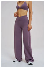 Load image into Gallery viewer, Yoga Set - Backless Bra + Cross Waist Wide Leg Pants Fitness Suit, Jogging Tracksuit Active Wear Workout Loungewear Sports Gym
