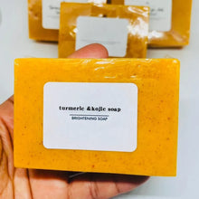 Load image into Gallery viewer, 100g Turmeric Hand Made Soap, Lemon Kojic Acid Soap, Shower and Facial Soap

