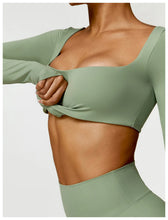 Load image into Gallery viewer, Summer 2PCS Yoga Suit Sports Set Women Quick-Dry Gym Set Women Tracksuit Running Workout Long Sleeve Sports Shirt Yoga Clothing
