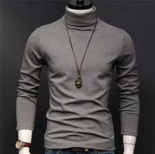 Load image into Gallery viewer, Slim Black Turtleneck Tee Men

