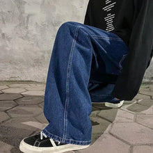 Load image into Gallery viewer, Men's Jeans Korean Version Student Casual Pants High Street Straight Loose Wide Leg Jeans Black Grey Blue Baggy Jeans
