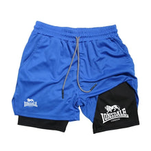Load image into Gallery viewer, Print 2in1 Running Shorts for Men Gym Workout Compression Shorts with Phone Pocket Towel Loop Summer Sport Athletic Activewear
