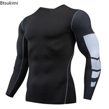 Load image into Gallery viewer, Gym Sports T-shirts for Men Long Sleeve Tights Boxing Sportswear Breathable Quick Dry Fitness Tops Male Outdoor Training Clothes

