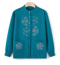 Load image into Gallery viewer, Women Winter Coats Vintage Printed Knitted Cardigan Sweater Female Jacket Spring Autumn Outerwears Top Wool Knitwear Coat
