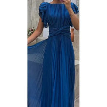 Load image into Gallery viewer, Wedding Guest Dress Elegant Party Long A Line Cap Sleeve Dresses Evening Pleated Off Shoulder Maxi Dress Fuchsia Pink Solid
