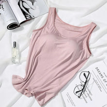 Load image into Gallery viewer, Women's Vest Tops With Built In Padded Bra Vest Slim Fit Tank Tops Sexy Shirts Feminino Casual Underlay Slimming Lingerie Top
