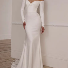 Load image into Gallery viewer, Customized Elegant Simple Wedding Dresses Mermaid Off Shoulder Sweetheart Bridal Gowns Long Sleeve Bride Dress Vestido De Novia
