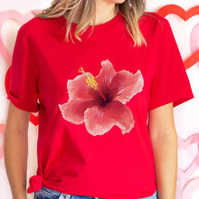 Load image into Gallery viewer, Pink Hibiscus Casual Y2K Tee
