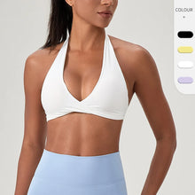Load image into Gallery viewer, Strappy Bra for Women Open Back Halter Sports Bra Light Support Gym Crop Top Seamless Workout Yoga Top Bra Padded Bras
