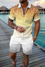 Load image into Gallery viewer, Summer Men's Tracksuit Short Sleeve Polo Shirt Set Fashion Luxury Chain Print Clothing 2 Pieces Casual Suit Streetwear Outfit
