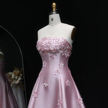 Load image into Gallery viewer, Pink Floral Strapless Evening Gown
