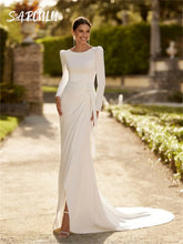 Load image into Gallery viewer, Modern Satin Scoop Neck Wedding Gown
