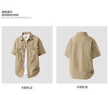 Load image into Gallery viewer, Workwear shirt for men summer loose and casual short-sleeved men American retro lapel coat trendy brand outdoor wear

