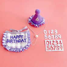 Load image into Gallery viewer, Pet Hat &amp; Bib Set for Cats Birthday , Kitty Party Dress-up Costume Accessories, Adjustable Bandana Photo Props for Celebration
