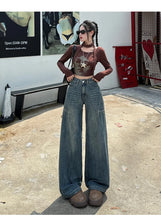 Load image into Gallery viewer, High Waisted Wide Leg Jeans Women Cotton Retro Denim Y2k Loose Fashion Design Sense Pant Streetwear Baggy Straight Trouser Woman

