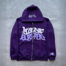 Load image into Gallery viewer, Hooded zipper hoodie with retro American-style letters, unisex, suitable for pairing with a millennial-style jacket
