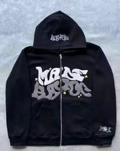 Load image into Gallery viewer, Hooded zipper hoodie with retro American-style letters, unisex, suitable for pairing with a millennial-style jacket
