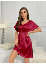 Load image into Gallery viewer, V-Neck Nightdress Loungewear Women Sleepwear Morning Gown Lingerie Sleepdress Robe Summer Nightgown Silky Satin Home Dress
