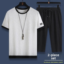 Load image into Gallery viewer, Casual Ice Silk Sports Suit Men's Summer Thin Short Sleeve Shorts Trendy Clothes Handsome Match One Set of Youth Clothing
