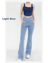 Load image into Gallery viewer, Yoga Jeans for Women Denim Pants Sexy Flared Trousers Lady Pants Hip Lifting and Cross Waist Design Indoor Sports Outdoor Flared
