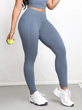 Load image into Gallery viewer, Women Leggings with Double Pockets Solid Color High Waist Butt Lifting Workout Tights Slim Elastic Pants Casual Wear

