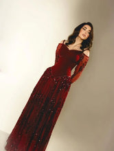Load image into Gallery viewer, Customized Charming Prom Elegant Party Dress Off-the-shoulder A-line Long Dresses Bespoke Occasion Sequined Formal Evening
