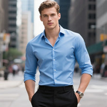 Load image into Gallery viewer, Elastic Solid Casual Business Shirt
