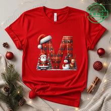 Load image into Gallery viewer, Festive Alphabet Holiday Casual Tee
