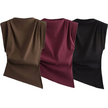 Load image into Gallery viewer, HH Woman's Summer Casual Asymmetrical Tops 3 Color Solid O-Neck Sleeveless Back Zipper Women New Fashion Slim Tops Mujer
