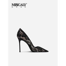 Load image into Gallery viewer, Black Lace High Heels for Women, 2026 New Slim Heel Pointed Sexy Versatile French Spring and Summer Breathable Single Shoes
