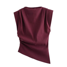 Load image into Gallery viewer, HH Woman's Summer Casual Asymmetrical Tops 3 Color Solid O-Neck Sleeveless Back Zipper Women New Fashion Slim Tops Mujer
