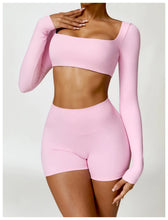 Load image into Gallery viewer, Summer 2PCS Yoga Suit Sports Set Women Quick-Dry Gym Set Women Tracksuit Running Workout Long Sleeve Sports Shirt Yoga Clothing
