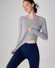Load image into Gallery viewer, Yoga Clothes for Women, Sports Tops, Round Neck, Seamless, Slim, Running Shirt Fitness Workout Long Sleeves Gym T Shirt, Winter
