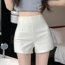 Load image into Gallery viewer, White shorts for women in summer, tight fit, high waist, slimming and anti glare, A-line hot pants for outerwear
